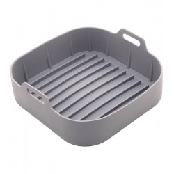 Forma 21cm X6,6cm Quadrada de Silicone para Air Fryer Cinza